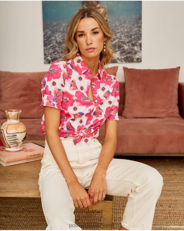 Polin et moi Arlene Floral Shirt LRX4D193 Clothing Raspberry