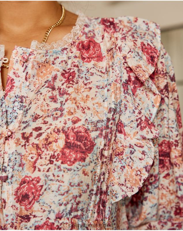 Polin et moi Blouse Flores Isabela LRX4D233 Clothing Raspberry