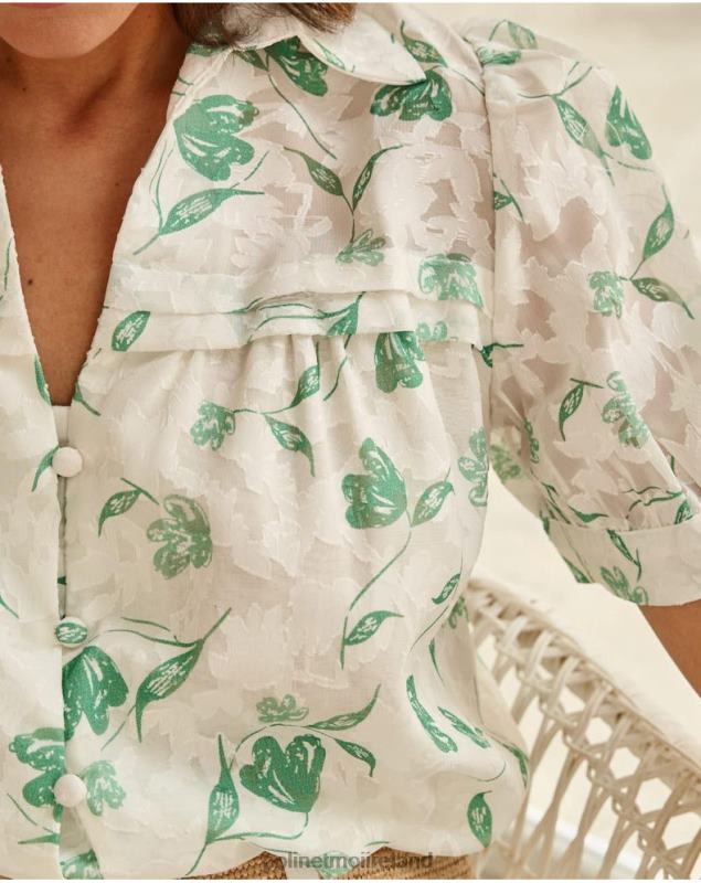 Polin et moi Blouse Flowers Oli LRX4D161 Clothing Emerald green