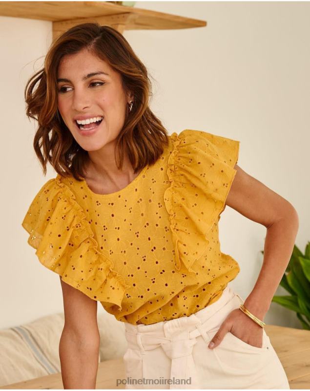 Polin et moi Blouse Ruffled Clea LRX4D213 Clothing ochre