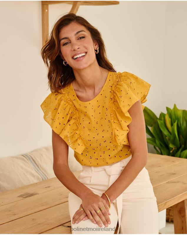 Polin et moi Blouse Ruffled Clea LRX4D213 Clothing ochre