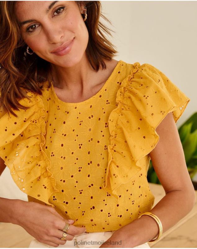 Polin et moi Blouse Ruffled Clea LRX4D213 Clothing ochre