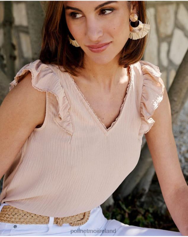 Polin et moi Blouse Ruffled Rosalinda LRX4D187 Clothing Beige