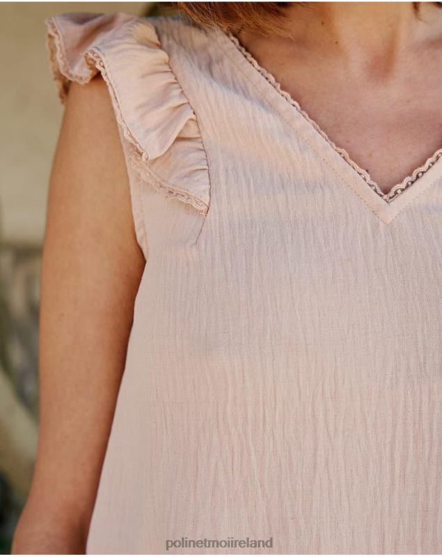 Polin et moi Blouse Ruffled Rosalinda LRX4D187 Clothing Beige