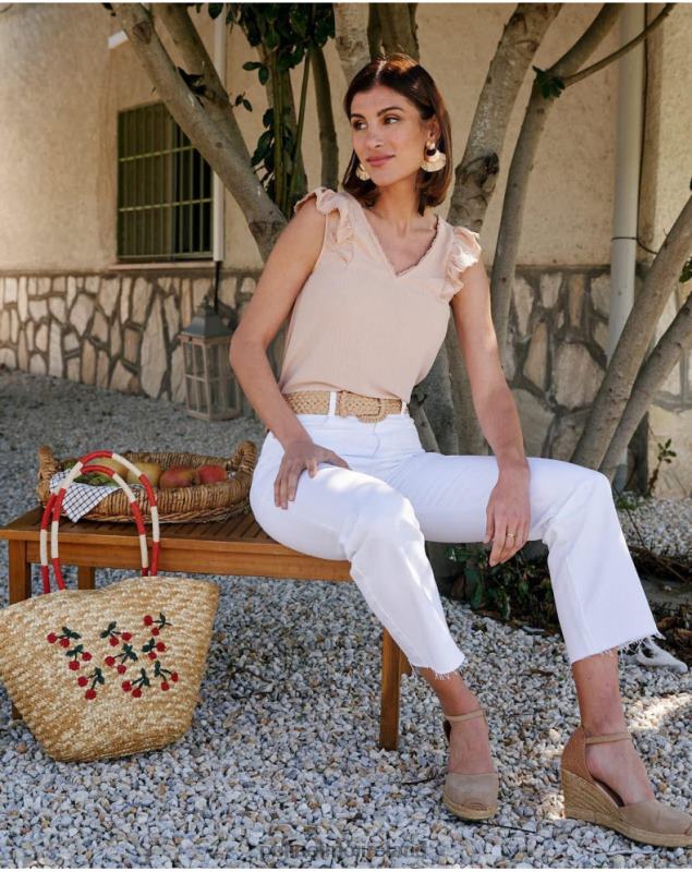 Polin et moi Blouse Ruffled Rosalinda LRX4D187 Clothing Beige