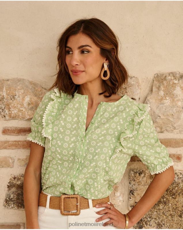 Polin et moi Candida Embroidered Blouse LRX4D154 Clothing APPLE GREEN/ MINT