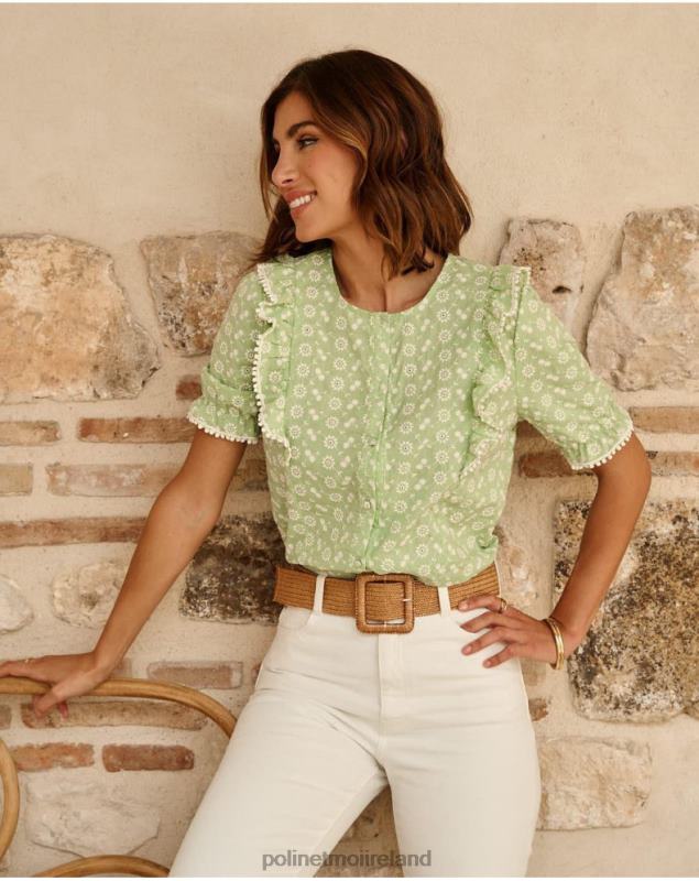 Polin et moi Candida Embroidered Blouse LRX4D154 Clothing APPLE GREEN/ MINT