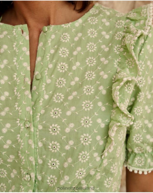 Polin et moi Candida Embroidered Blouse LRX4D154 Clothing APPLE GREEN/ MINT