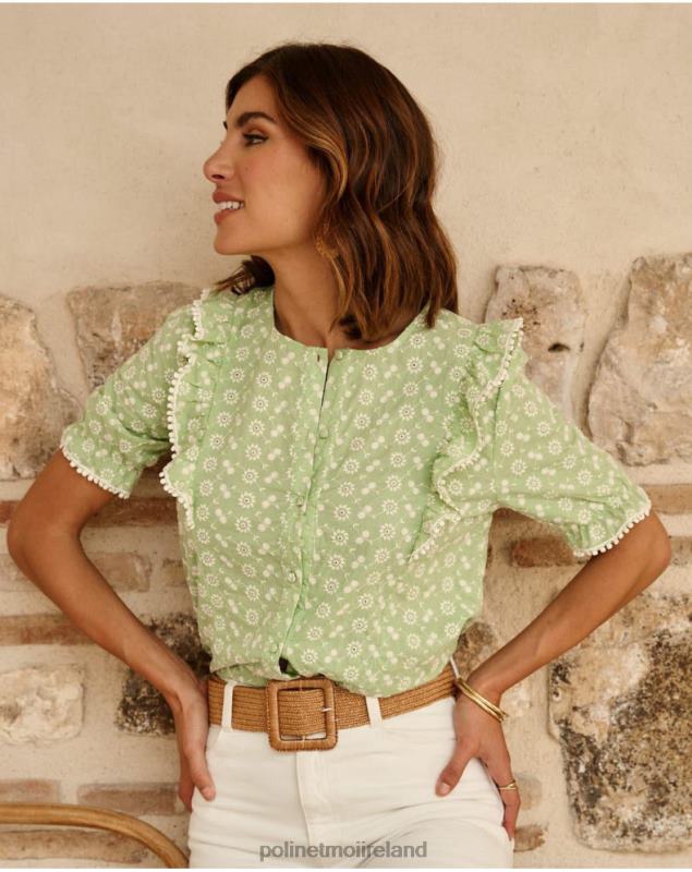 Polin et moi Candida Embroidered Blouse LRX4D154 Clothing APPLE GREEN/ MINT