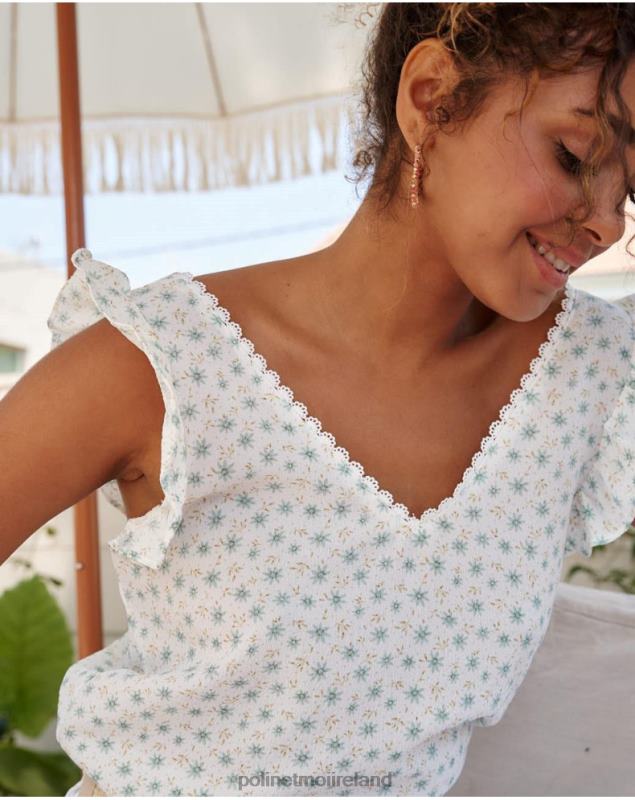 Polin et moi Cotton blouse Covadonga LRX4D155 Clothing Water green