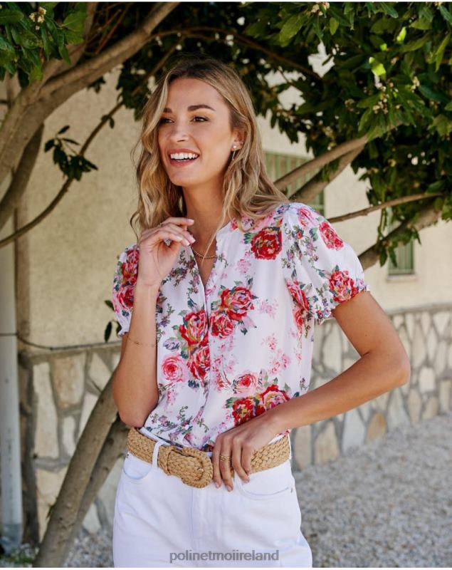 Polin et moi Faustina Roses Shirt LRX4D192 Clothing WHITE