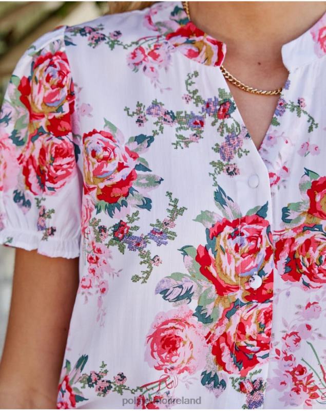 Polin et moi Faustina Roses Shirt LRX4D192 Clothing WHITE