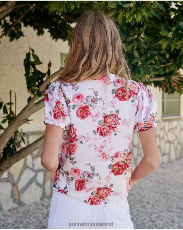 Polin et moi Faustina Roses Shirt LRX4D192 Clothing WHITE