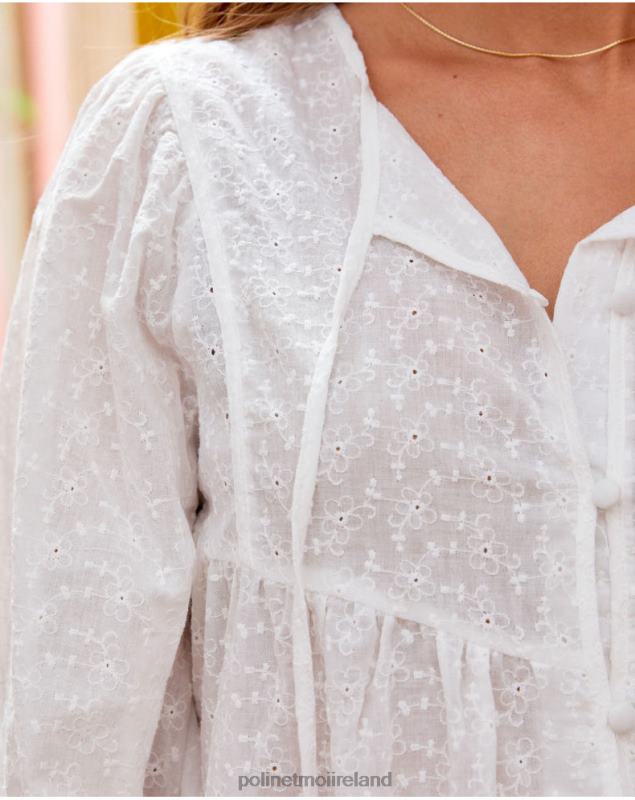 Polin et moi Gabie Embroidered Blouse LRX4D188 Clothing white