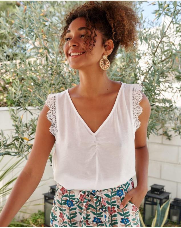 Polin et moi Lace blouse Mery LRX4D153 Clothing white