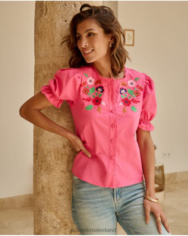Polin et moi Tamira Embroidered Blouse LRX4D198 Clothing Fuchsia