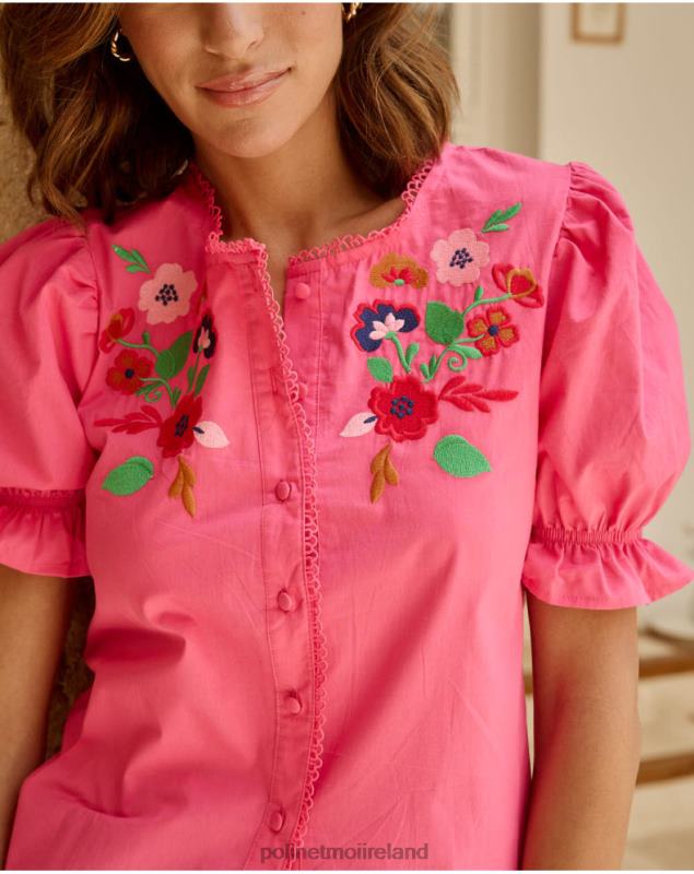 Polin et moi Tamira Embroidered Blouse LRX4D198 Clothing Fuchsia