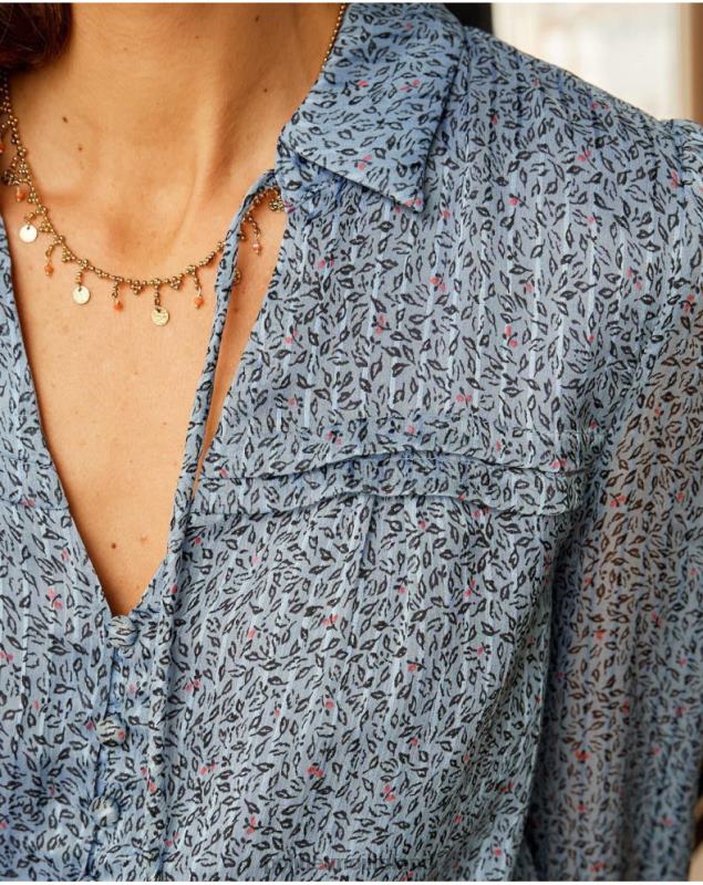 Polin et moi Xia Blouse Buttons LRX4D217 Clothing klein blue