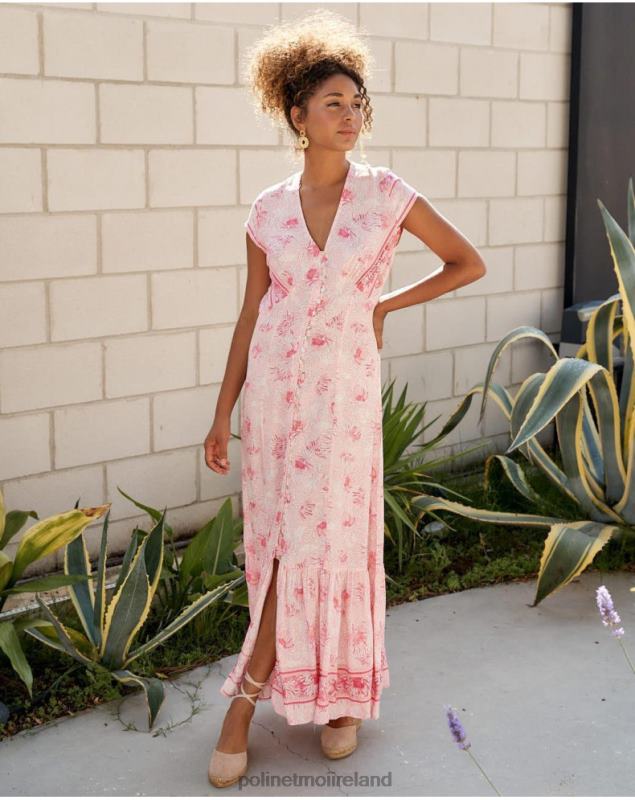 Polin et moi Adriana Buttons Dress LRX4D13 Clothing ROSE