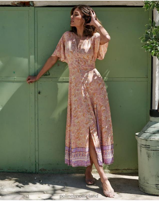 Polin et moi Agustina Buttons Dress LRX4D110 Clothing ochre