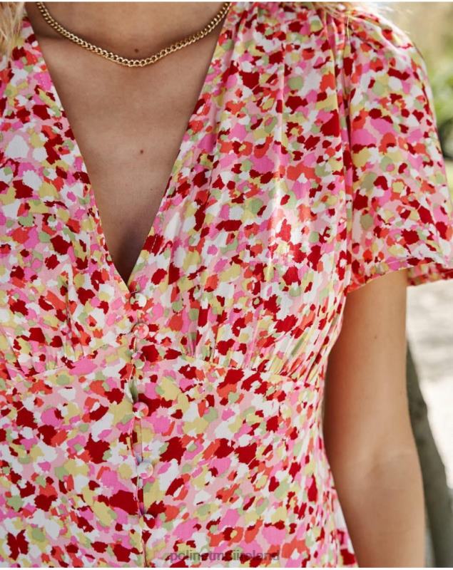 Polin et moi Anny Buttons Dress LRX4D127 Clothing Raspberry