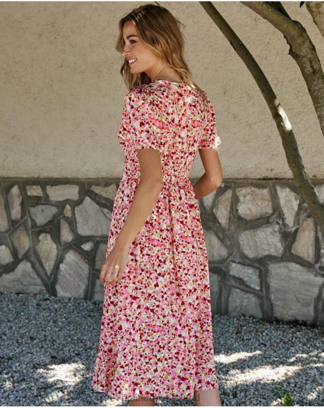 Polin et moi Anny Buttons Dress LRX4D127 Clothing Raspberry