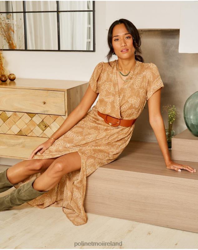 Polin et moi Bambina Leaves Dress LRX4D137 Clothing camel