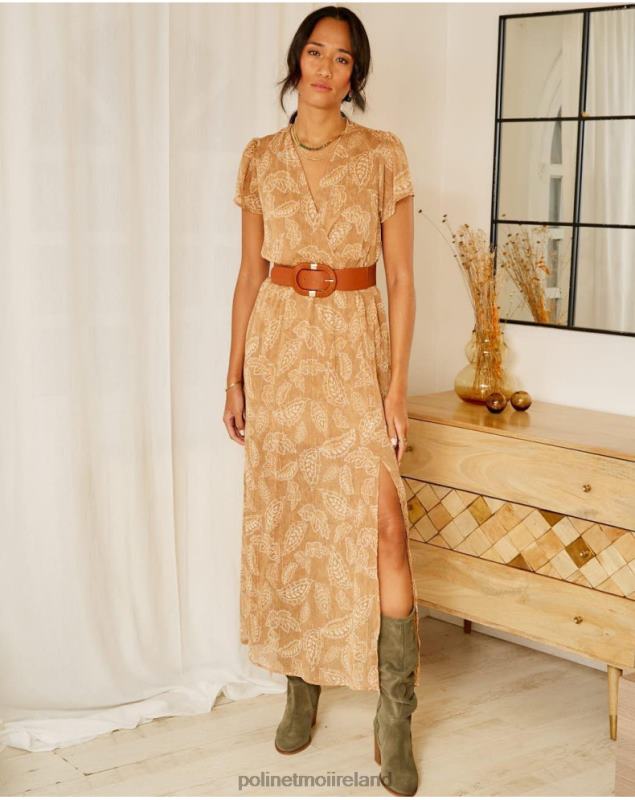 Polin et moi Bambina Leaves Dress LRX4D137 Clothing camel