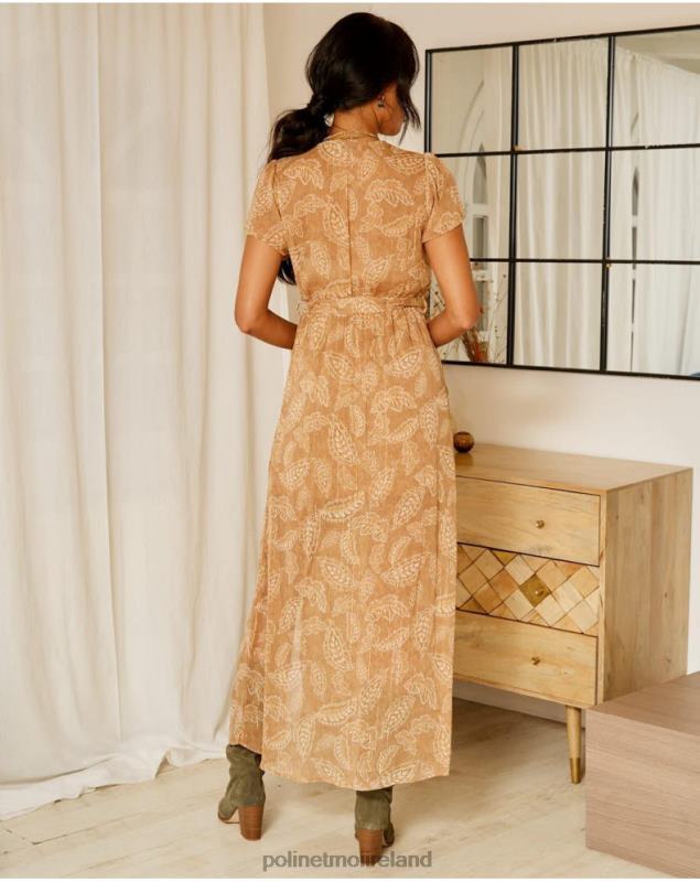 Polin et moi Bambina Leaves Dress LRX4D137 Clothing camel