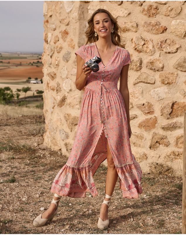 Polin et moi Carly Long Dress LRX4D124 Clothing Salmon