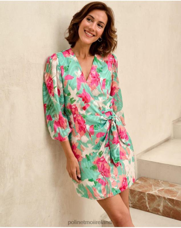 Polin et moi Denisse dress bow LRX4D81 Clothing Water Green