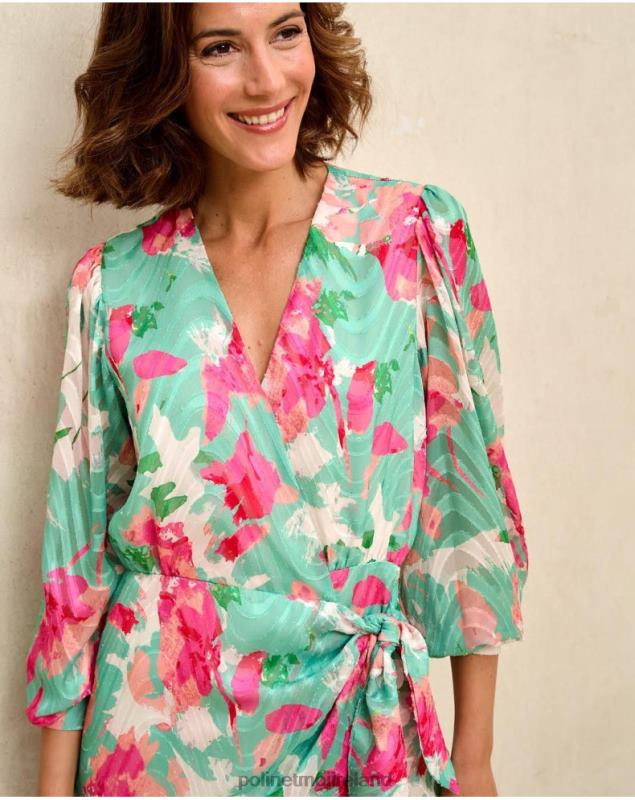 Polin et moi Denisse dress bow LRX4D81 Clothing Water Green