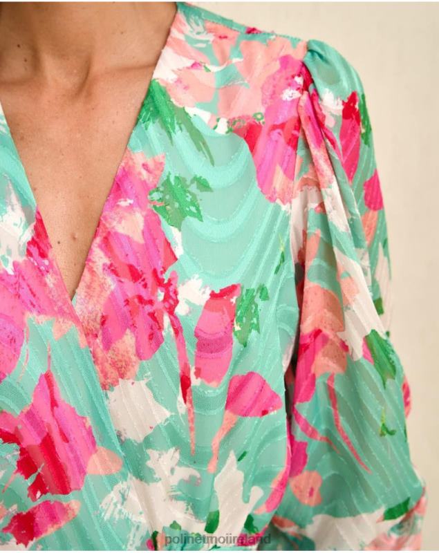 Polin et moi Denisse dress bow LRX4D81 Clothing Water Green