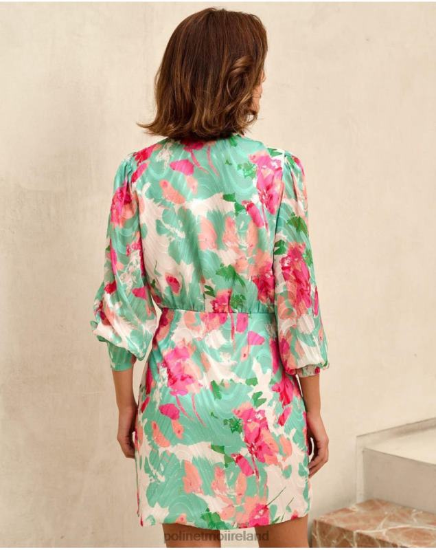 Polin et moi Denisse dress bow LRX4D81 Clothing Water Green