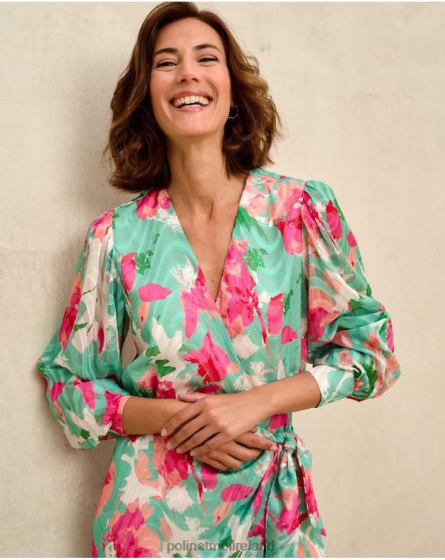 Polin et moi Denisse dress bow LRX4D81 Clothing Water Green