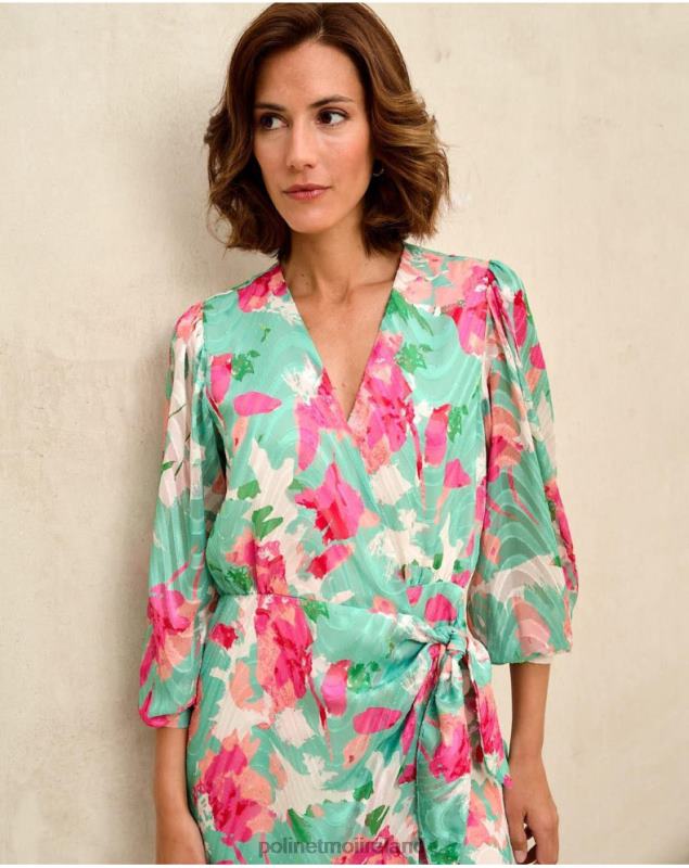 Polin et moi Denisse dress bow LRX4D81 Clothing Water Green