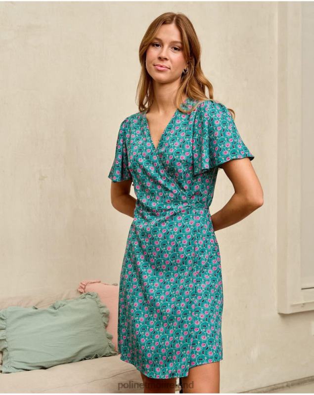 Polin et moi Dress Cross-over Doli LRX4D87 Clothing GREEN FOREST