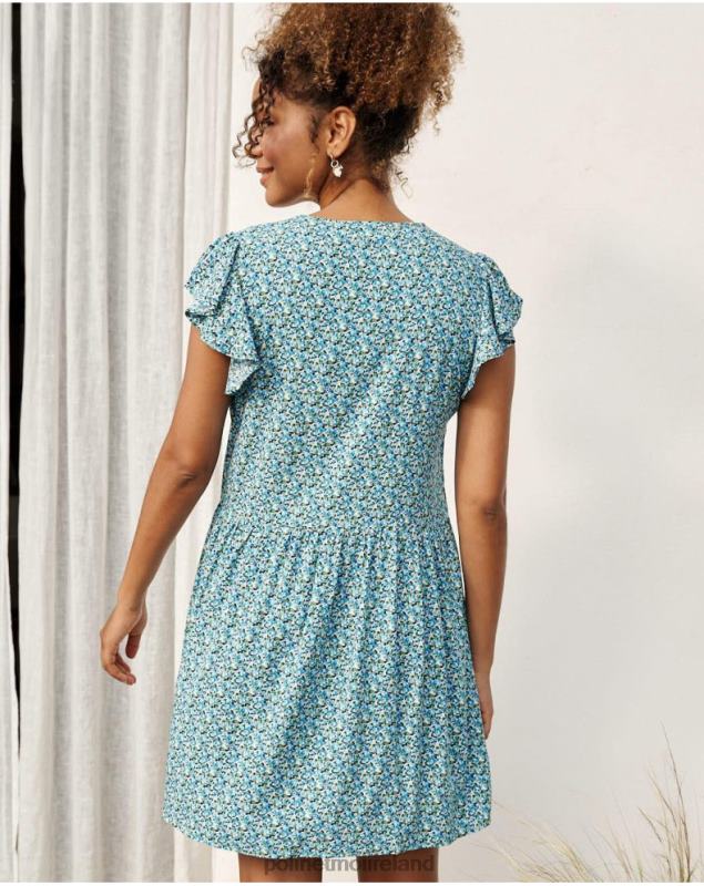 Polin et moi Dress Ruffled Lena LRX4D30 Clothing Klein Blue