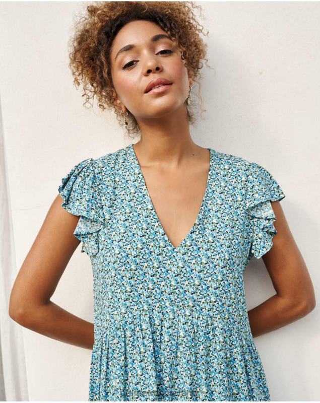 Polin et moi Dress Ruffled Lena LRX4D30 Clothing Klein Blue