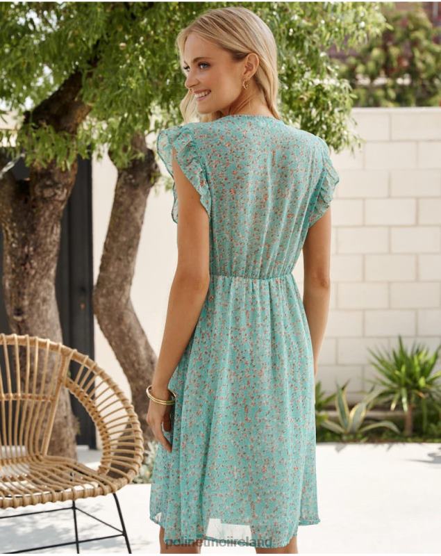 Polin et moi Dress ruffle Afri LRX4D21 Clothing Water Green