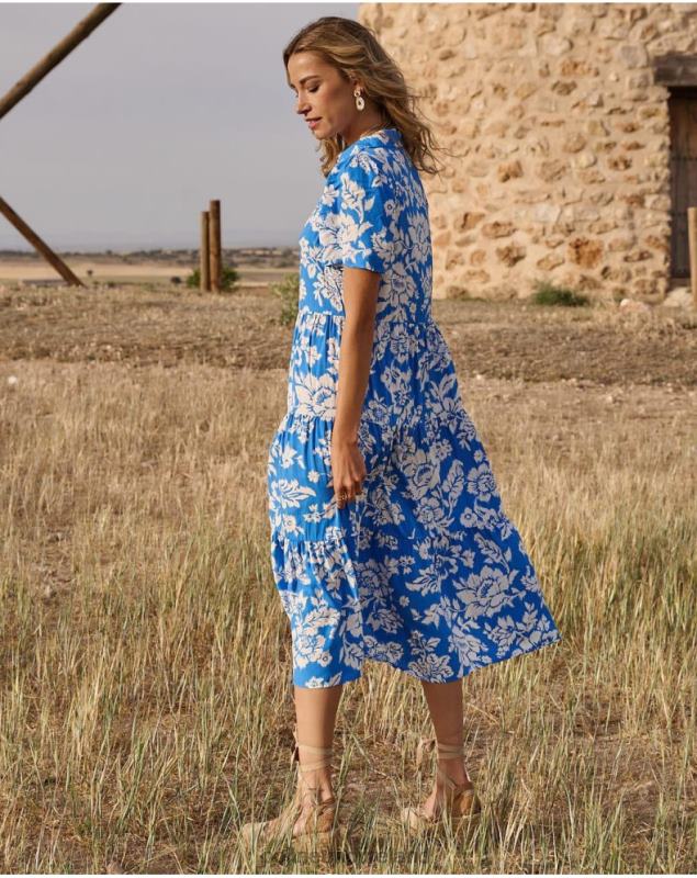 Polin et moi Matilda Print Dress LRX4D67 Clothing Klein Blue