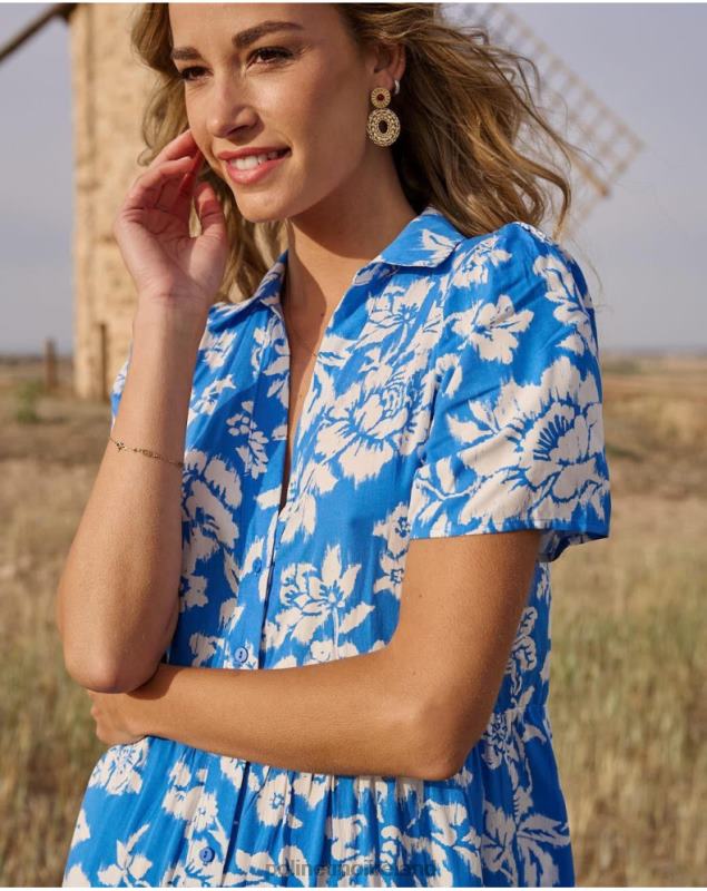 Polin et moi Matilda Print Dress LRX4D67 Clothing Klein Blue