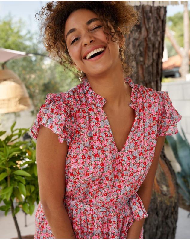 Polin et moi Saray Floral Dress LRX4D20 Clothing Fuchsia