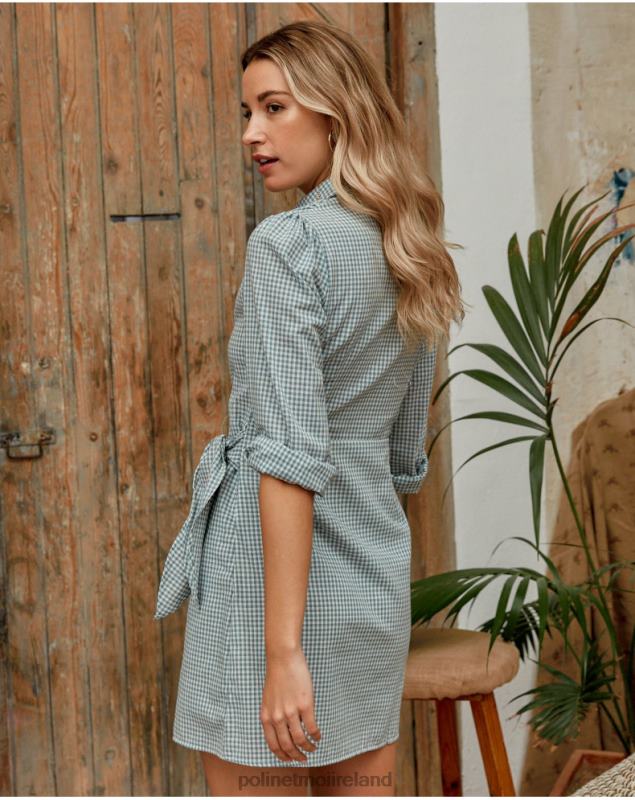 Polin et moi Vichy Victorie Dress LRX4D113 Clothing Eucalyptus