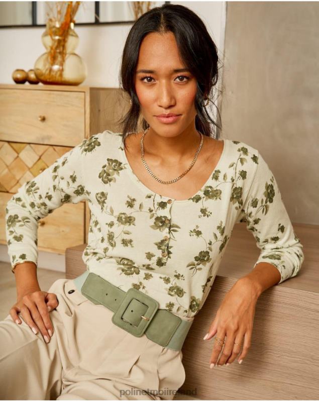 Polin et moi Sweater Flowers Etna LRX4D349 Clothing Kaki