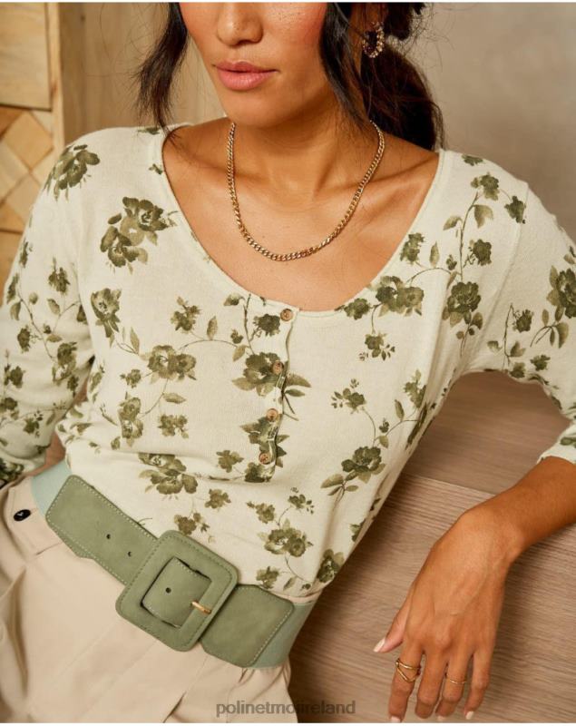 Polin et moi Sweater Flowers Etna LRX4D349 Clothing Kaki