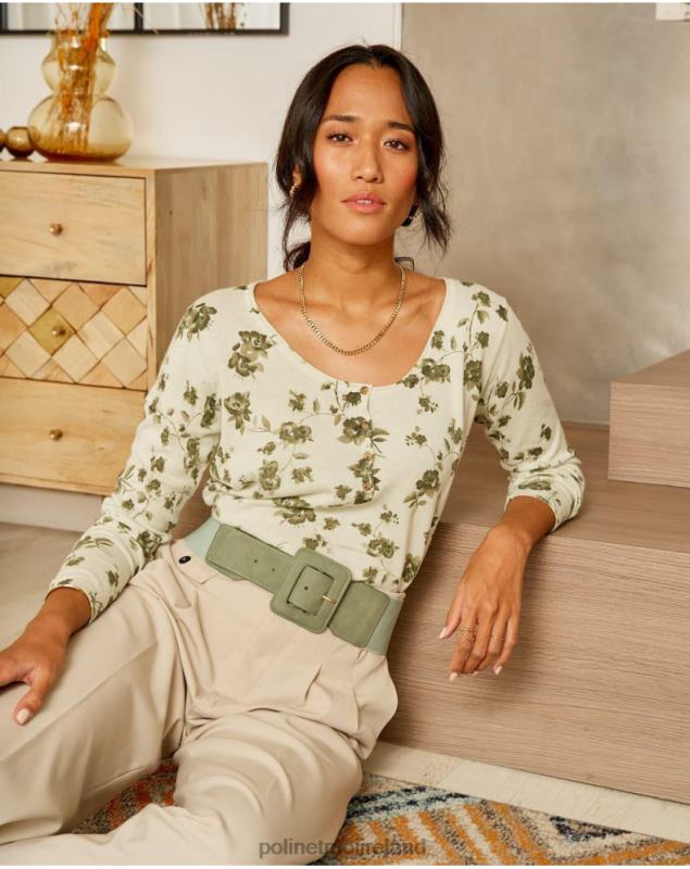 Polin et moi Sweater Flowers Etna LRX4D349 Clothing Kaki