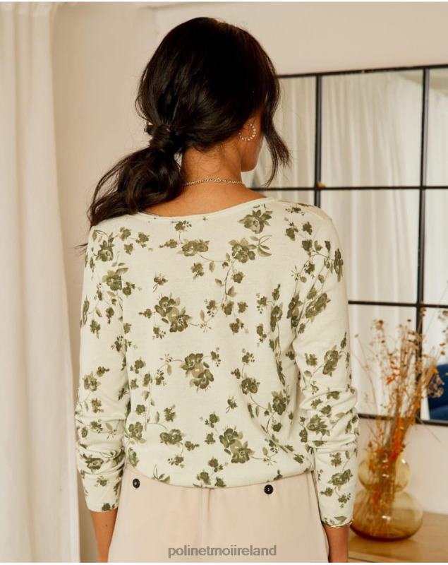 Polin et moi Sweater Flowers Etna LRX4D349 Clothing Kaki