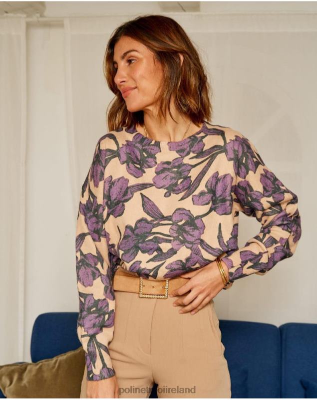 Polin et moi Sweater Flowers Fiore LRX4D360 Clothing Lilac