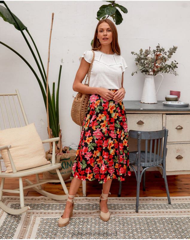 Polin et moi Floral Skirt Alizee LRX4D314 Clothing black